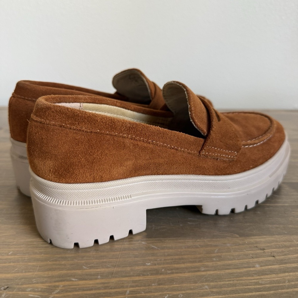 Portland Leather Co Patina Womens 7 Tan Leather Zoe Chunky Sole Loafers - Picture 4 of 8